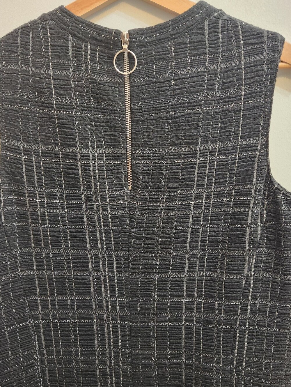 Akris PuntoTunic Black & Silver Check Jersey Dress Size 9 - Picture 11 of 15